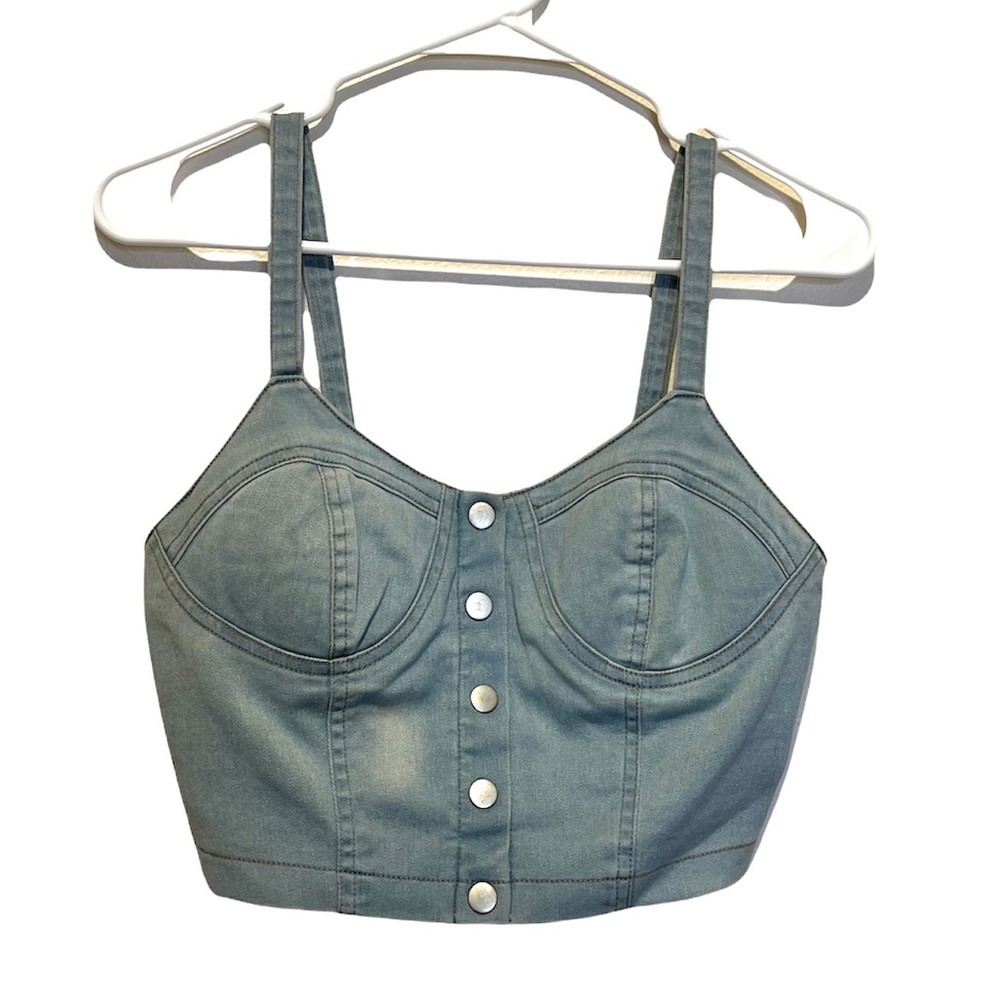 Denim crop corset top